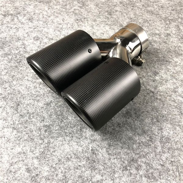 

1 piece y model matte dual outlet akrapovic exhaust pipe fit for all cars carbon fiber nozzles muffler tip295e