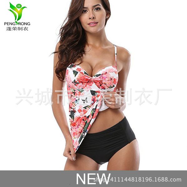 

fresh 2021 mini printed split bikini swimsuit for women, White;black