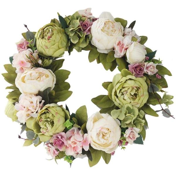 

wreath hanging artificial flower decorated peony round garland for front door wall window wedding party decoration decorative flowers & wrea