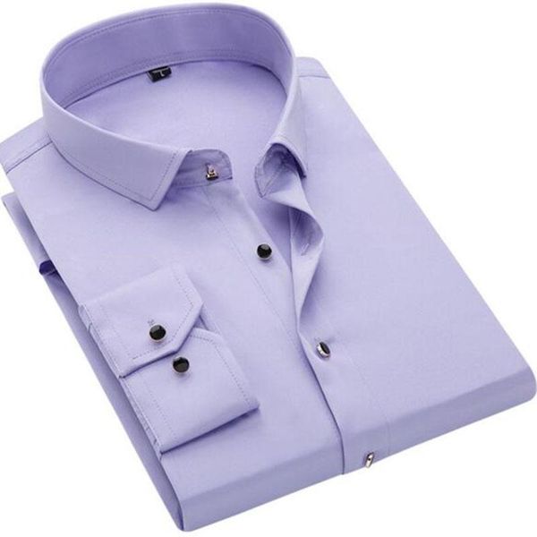 

men's dress shirts business men long sleeve formal camisa,candy color pure cotton slim fit soft breathable chemise size -4xl, White;black