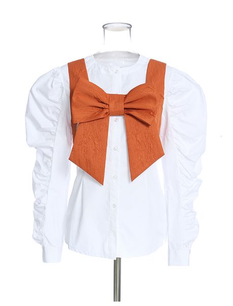 

pants Msxu most recent bloated solid white casual shirt long sleeve vest two pieces define female blouse