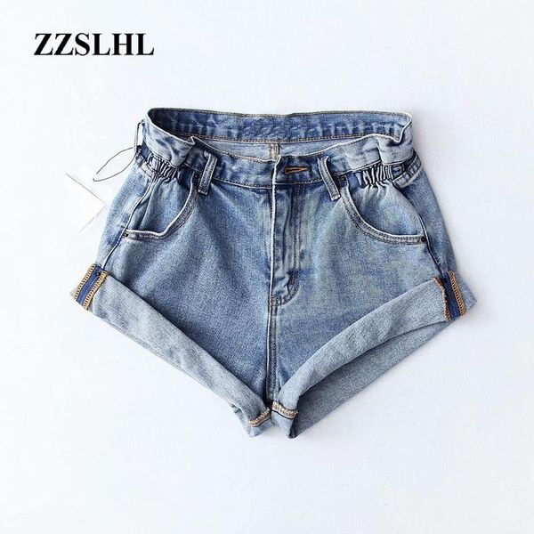 

summer 2021 women pleat curling shorts denim female casual high waist split hem for women's, White;black