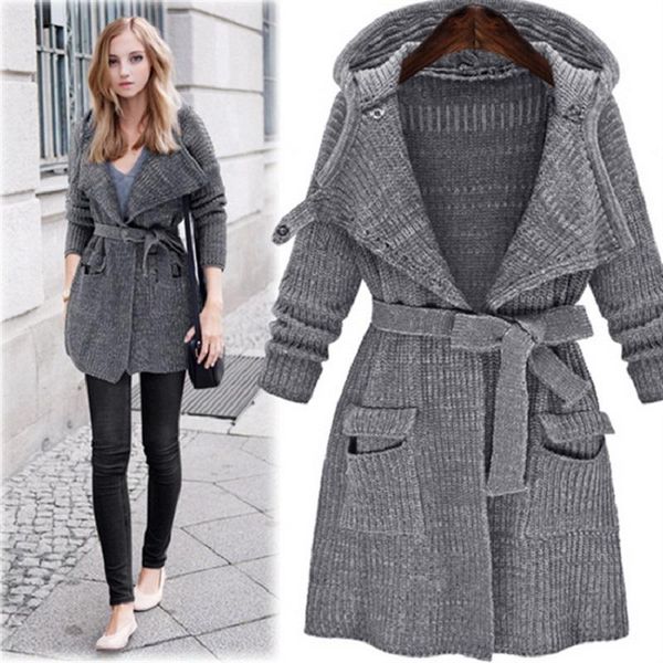 

women's sweaters autumn winter women sweater long sleeve loose casual knitting cardigan fashion warm thick knitted coat female, White;black