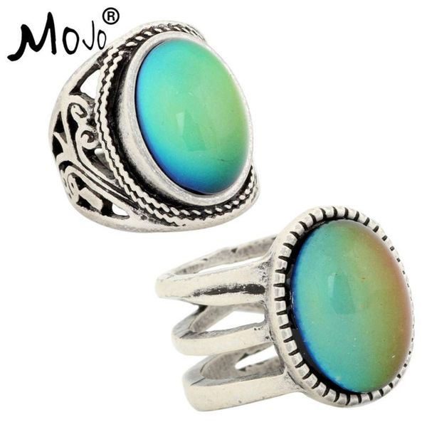 

wedding rings 2pcs vintage ring set of on fingers mood that changes color strength for women men jewelry rs019-018, Slivery;golden