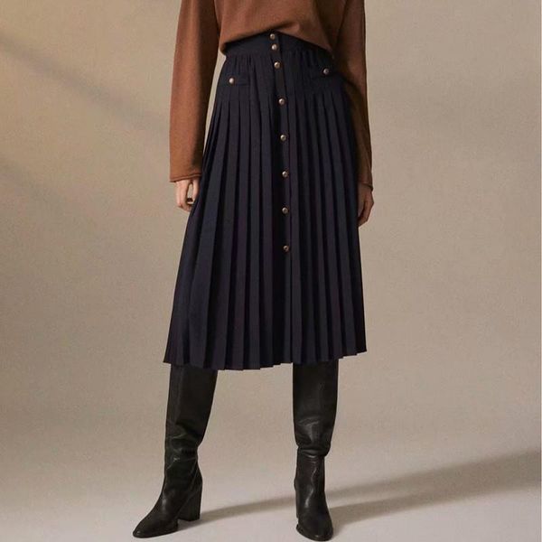 

skirts skirt vintage plaid button design long fashion punk style women clothes 2021 empire pleated black