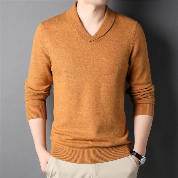 

men's sweaters 5 colors autumn and winter casual sweater classic style lapel design fashion knitted male brand clothing, White;black