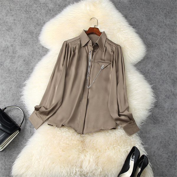 

women's blouses & shirts spring fashion turn down collar women's blouses long firm sleeve elegant office lady casual shirt n3uc, White