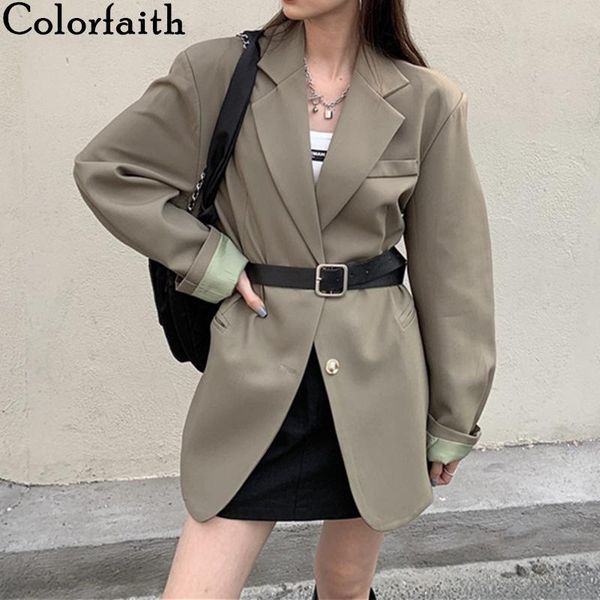 

women's suits & blazers colorfaith 2021 autumn winter jackets fashionable vintage oversized elegant wild office lady jk61125, White;black