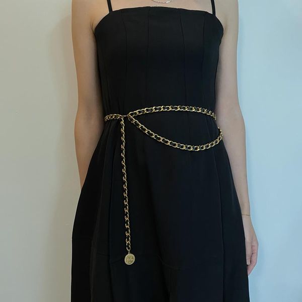 

belts designer waist chain women's sheepskin decorative dress belt metal peach heart coin pendant pearl strap, Black;brown