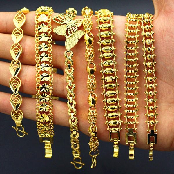 

link, chain wholesale 24k gold filled bangle & bracelets for women,pure color butterfly heart bracelet fashion women wedding jewelry, Black