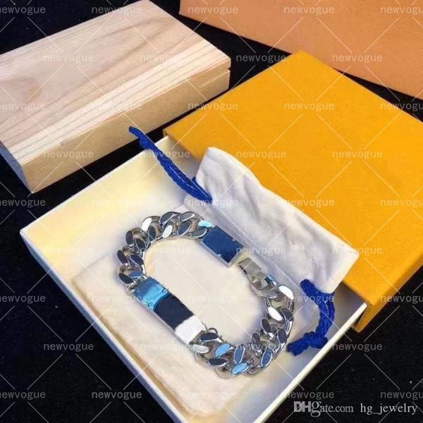 

designer silver bracelet men women gold bracelets chain fashion personality hip-hop, Black