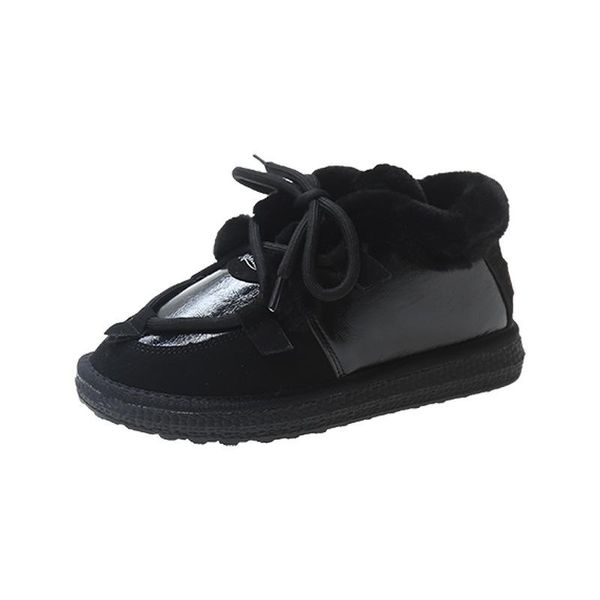 Çizmeler Sevimli Yün Kar 2021 Kış Moda kadın Flats Ayakkabı Kayısı Siyah Ayak Bileği