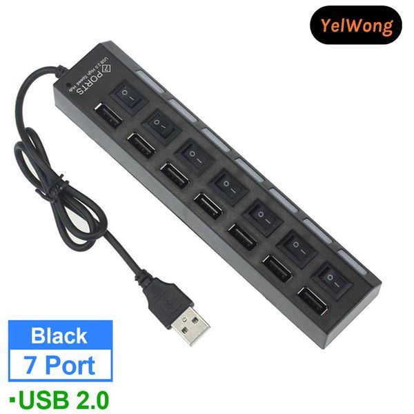 

hubs usb 2.0 hub multi splitter 7 ports expander multiple no power adapter with independent switch for pc&laptop
