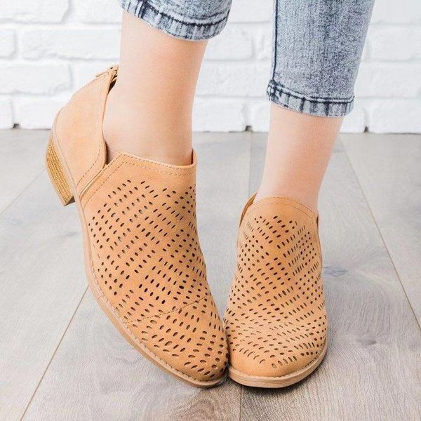 

women's shoes spring mesh hollow bare boots round head square heel size 35-43 sandals, Black