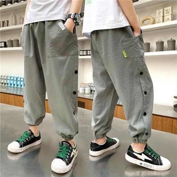 

trousers summer boys mosquito pants lightweight style loose big kids cropped children's youth, Blue