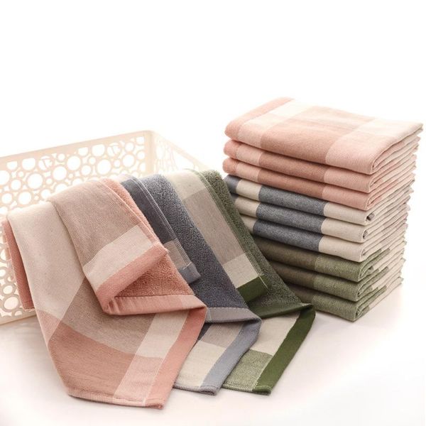 

towel 35x35cm baby children square towels bath cotton gauze plaid hand face daily use kids bibs home textile