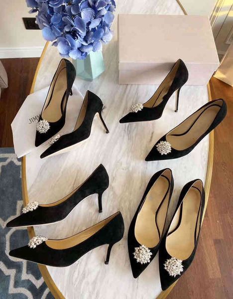 

dress shoes counter ladies pearl buckle high heel size 34-42, Black