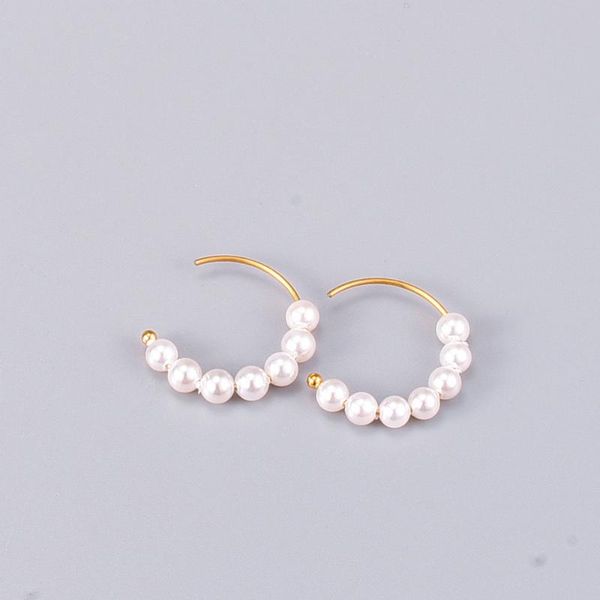 

hoop & huggie round imitation pearl earrings classic style gold color c shape earring party, Golden;silver