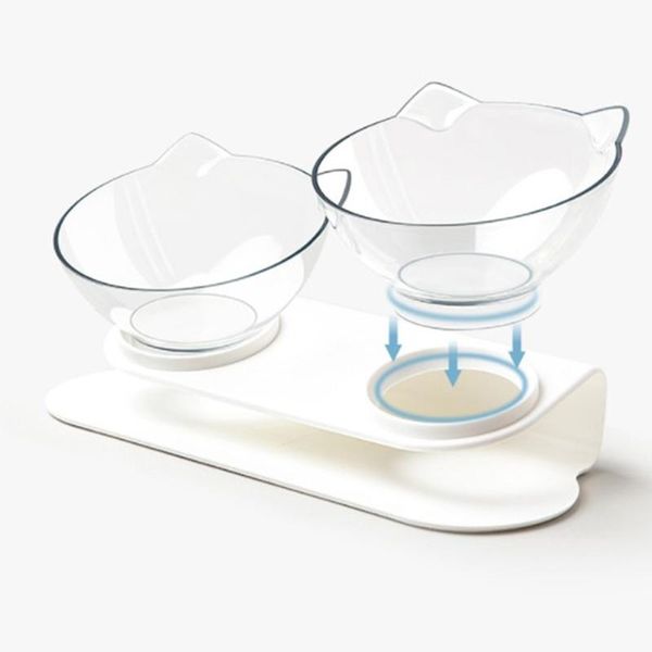 

cat bowls & feeders bowl plastic non-slip double anti roll portable pet protection cervical water feeder for puppy feeding accessories