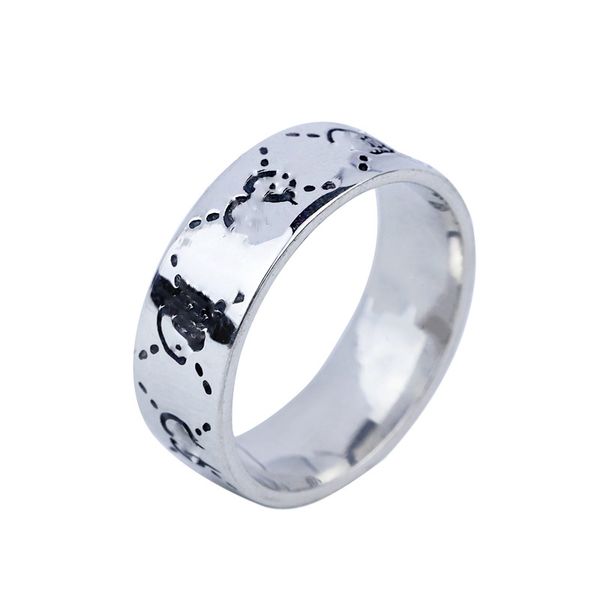 

designer letter g rings skull print 4mm 6mm 9mm mens s925 silver ring luxury women jewelry with white gift boxes, Golden;silver