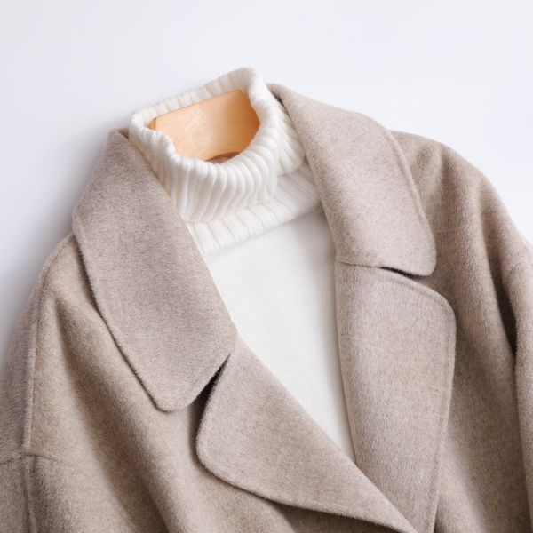 

jacket mozuleva high-quality double face cashmere japanese sweater fashion soft women's wool coat for winter, Black;brown