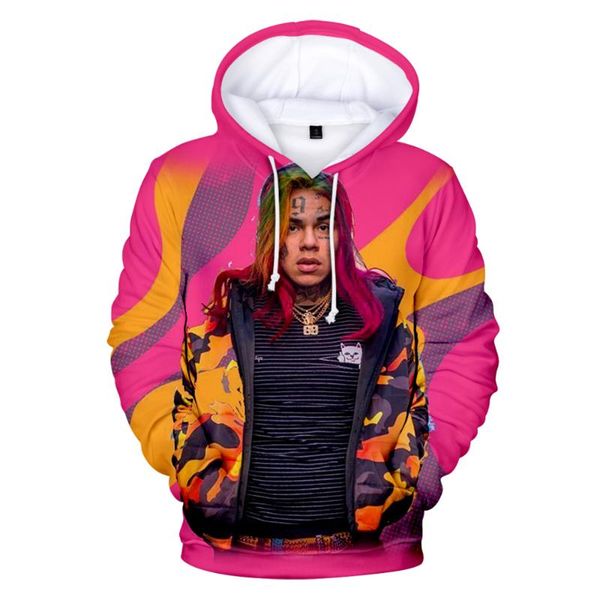 

men's hoodies & sweatshirts 6ix9ine gooba sweatshirt 3d print casual long sleeve harajuku men women hip hop pullover, Black