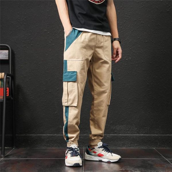 Farbe Block Streetwear Cargo Hosen Männer Kleidung 2021 Mode Plus Größe Militärische Taktische Elastische Taille Hose XXXXXL Männer