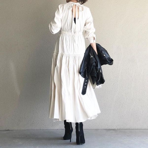 

white women's dress japanese style three-quarter sleeve pullover round neck suit bow tie off collar sweet girls dresses casual, Black;gray