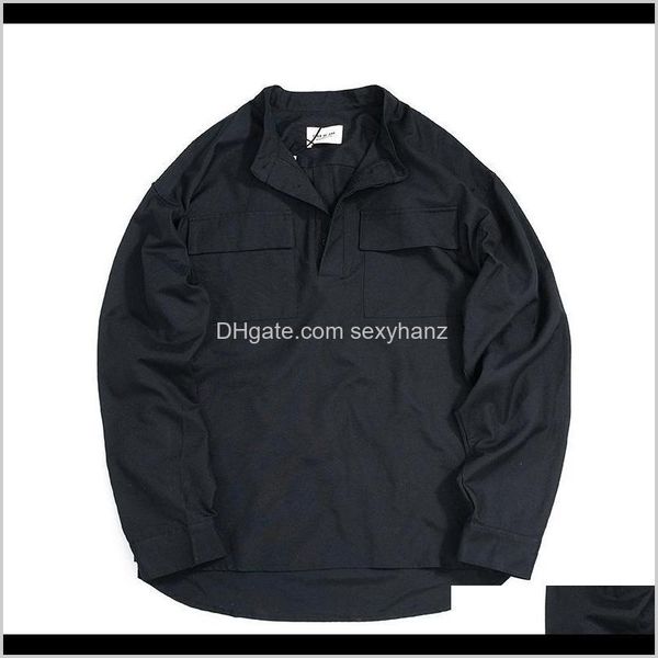 

shirts mens clothing apparel drop delivery 2021 male streetwear hip hop loose stripe black men stand collar long sleeve casual pullover shir, White;black