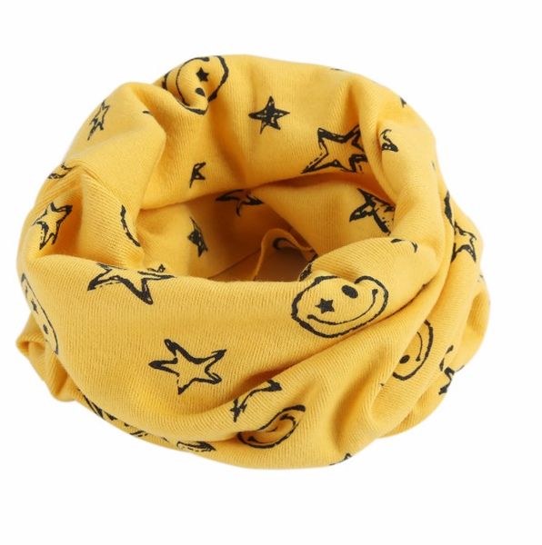 

smiling face children's neck scarf korean cotton star, Blue;gray