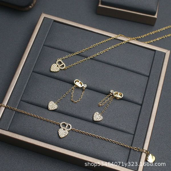 

2021 luxury designer jewelry new fashion trend letter love necklace bracelet earring set women's net red, Silver