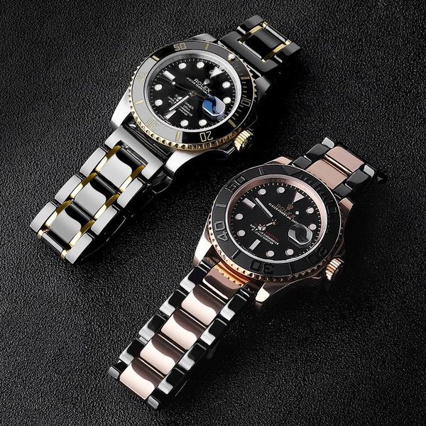 

watch bands 20mm 22mm ceramic band strap for series watchband quick release adjustable size replacement bracelet, Black;brown