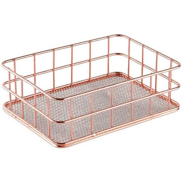 

storage baskets deskmetal basket box iron grid tray net bins rose gold fruit