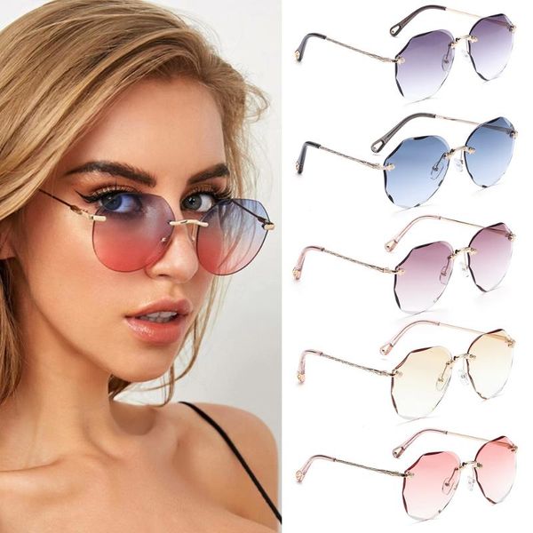 

sunglasses 1pc vintage rimless oversized diamond cutting lens tinted frameless eyewear uv400 protection, White;black