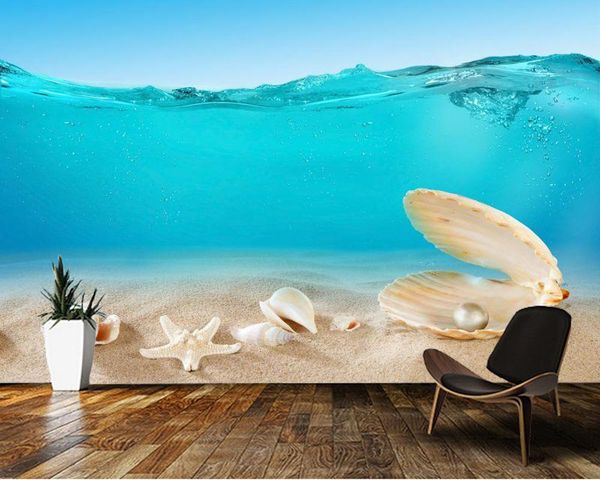 

wallpapers papel de parede underwater pearl shell natural landscape 3d wallpaper,living room tv wall bedroom papers home decor mural