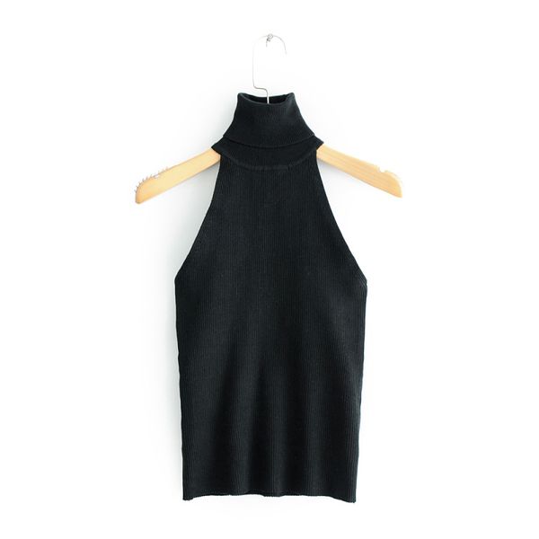 

halter turtleneck stretch elastic sweater off-the-shoulder slim women bandage crop streetwear feminine knitwear 210520, Black;white