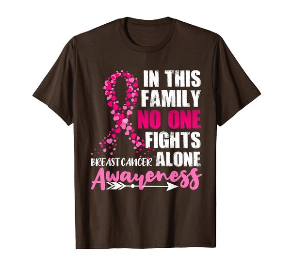 

in this family no one fights alone breast cancer t-shirt, White;black