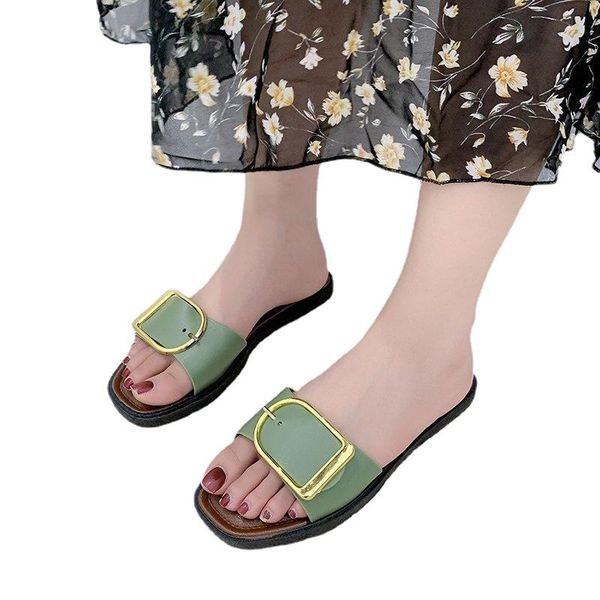 

slippers 2021 wear beach sandals when you go out women summer simple cute girl heart buckle female a word outside, Black