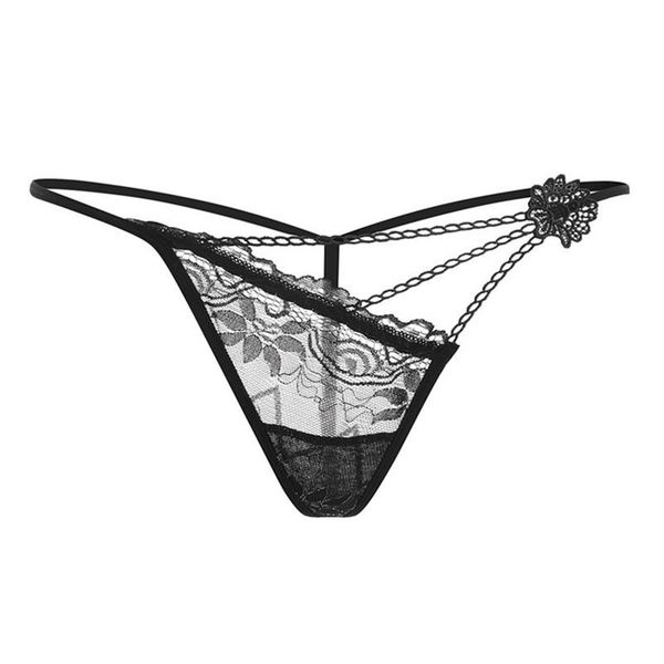 

women's panties women g-string thong lace underwear intimates low-waist female underpants hollow transparent lingerie, Black;pink