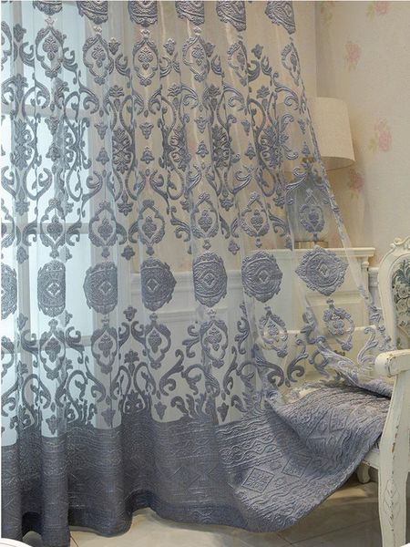 

curtain & drapes european hollow out jacquard tulle curtains for living room bedroom semi-sheer fabric french window screens balcony sp15#27