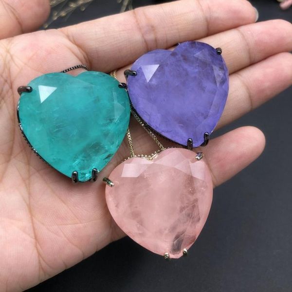 

pendant necklaces fusion stone love heart necklace for women fashion charms big size party jewelry elegant romantic gift, Silver