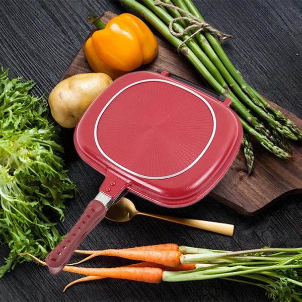 

pans 28/32 cm foldable double-sided frying pan non-stick barbecue cooking tool steak dropshi