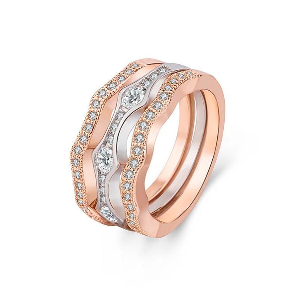 

cluster rings fashion lady silver 925 sterling for women jewelry shiny zircon rose gold multi layer finger ring female wedding bijou, Golden;silver