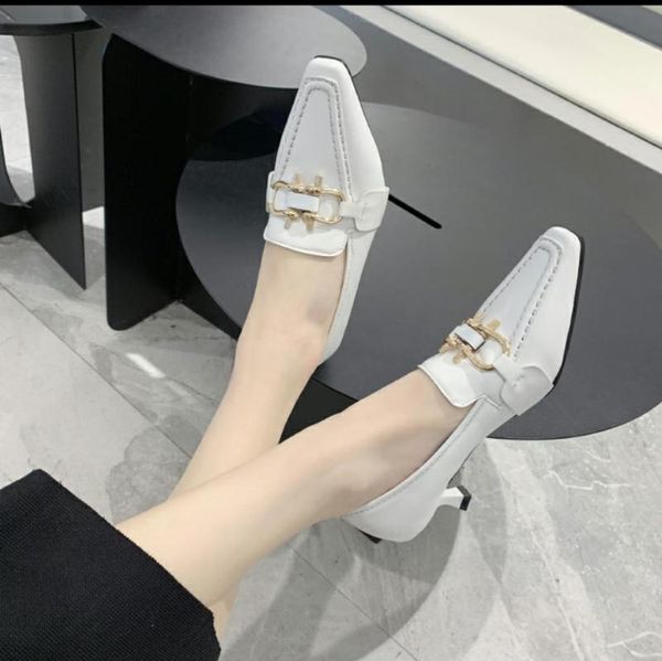 

dress shoes 2021 arrival women med high heel brand ladies pointed toe genuine leather fashion pumps office, Black