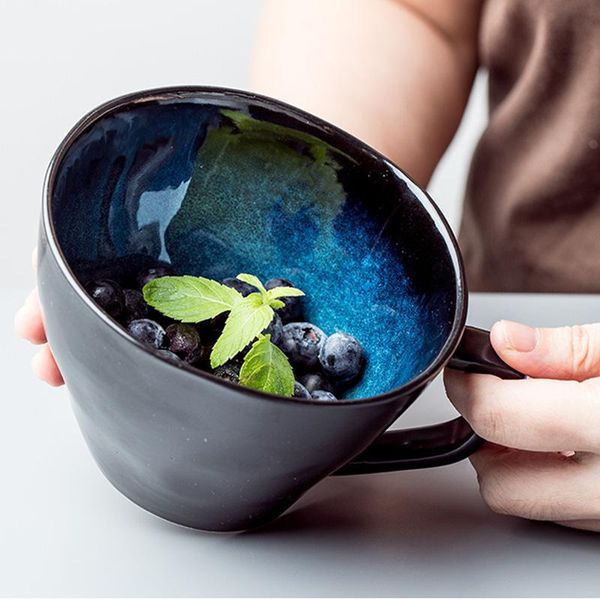 

fantasy blue creative ceramic mug personality shaped nordic large diameter water cup coffee japanese mugs