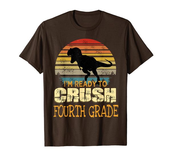 

Ready To Crush Fourth 4th Grade Dinosaur Back To School Boys T-Shirt, Mainly pictures