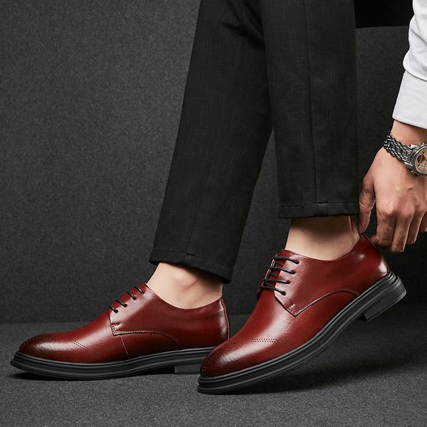 

dress shoes mens formal leather coiffeur brown lace-up oxford office elegant classic wedding comfortable 885m, Black