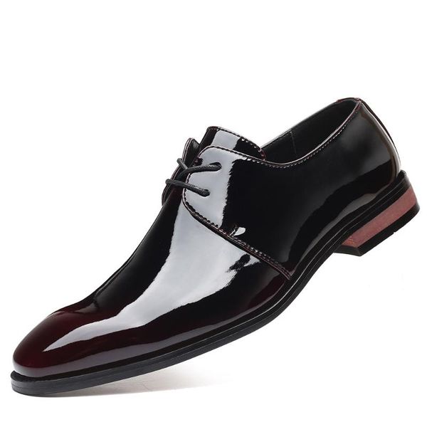 

dress shoes patent leather men wedding oxford lace-up office suit mens casual man, Black