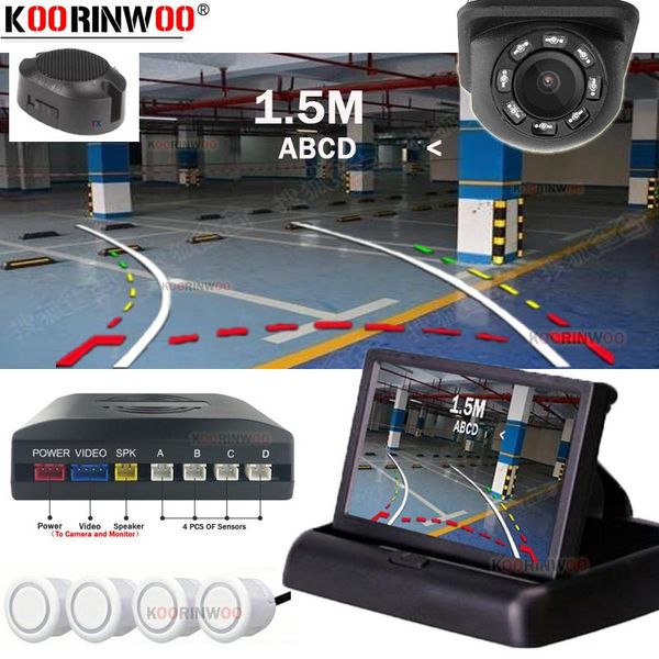 

car rear view cameras& parking sensors koorinwoo wireless video dynamic trajectory guide parkmaster camera 4.3" folding monitor buzzer
