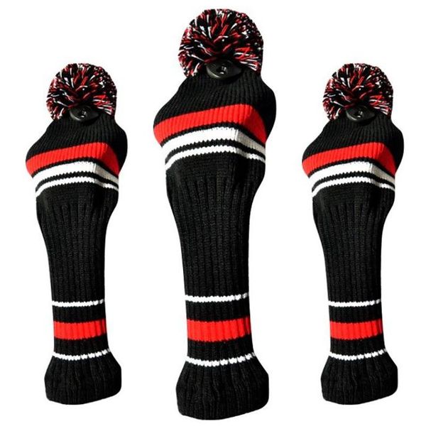 

club grips 3pcs golf clubs wood head covers set knitting headcover
